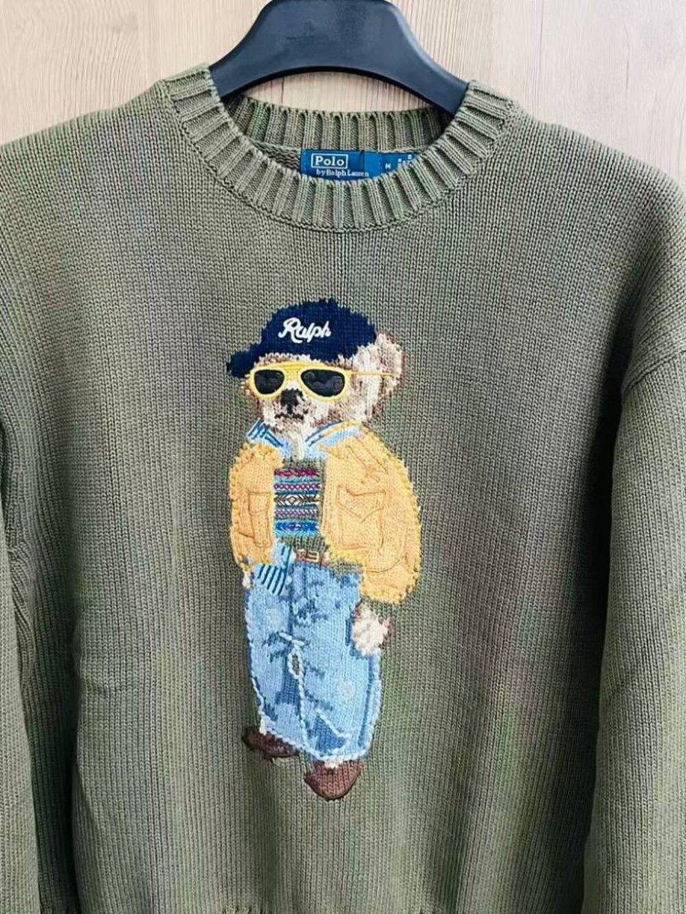 Ralph Lauren Olive Polo Bear Cotton Sweater - Picture 3 of 8